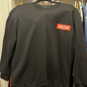 MCM Black Crewneck Sweater with Red Logo